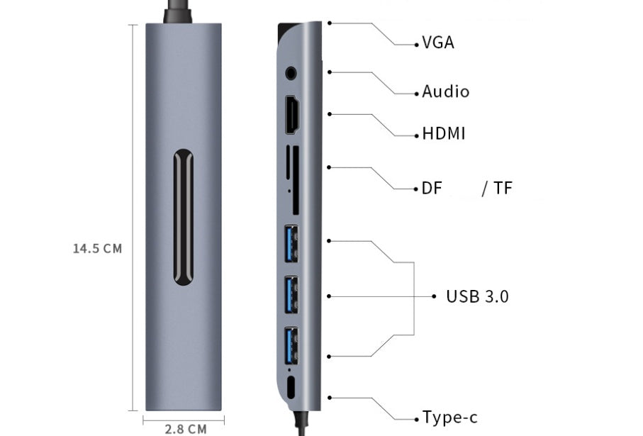 Hub USB-C 9 en 1 | HDMI 4K, VGA, Carga Rápida y Expansión para Laptop