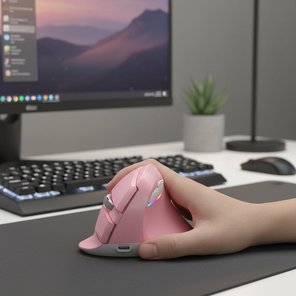 Mouse Ergonómico Vertical Inalámbrico | 2400 DPI, 6 Botones y Ajuste de Sensibilidad