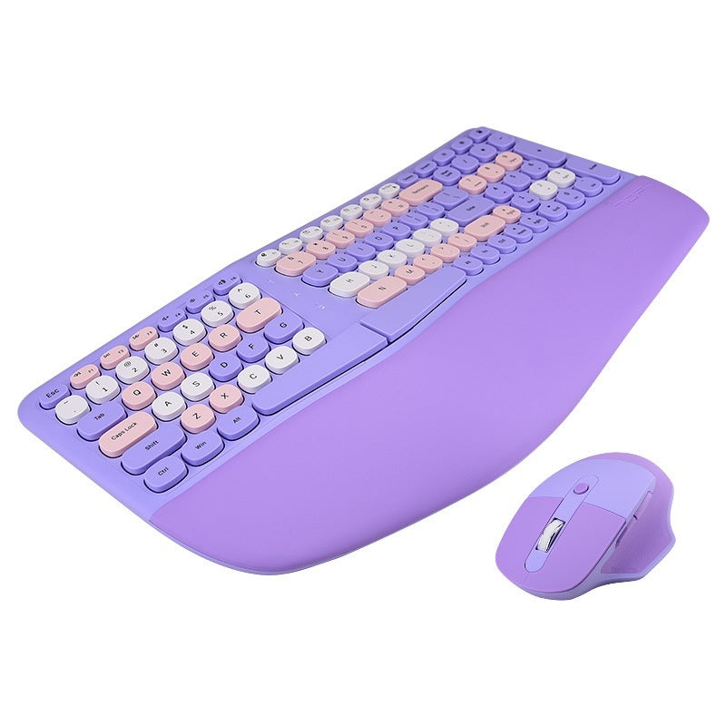 Set Teclado y Mouse Inalámbrico Ergonómico | Bluetooth, Recargable y Silencioso con Reposamuñecas