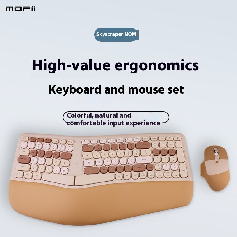 Set Teclado y Mouse Inalámbrico Ergonómico | Bluetooth, Recargable y Silencioso con Reposamuñecas