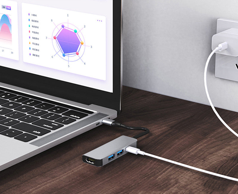 Estación de Acoplamiento Tipo-C con Hub USB 4 en 1, Carga Rápida PD y 4K